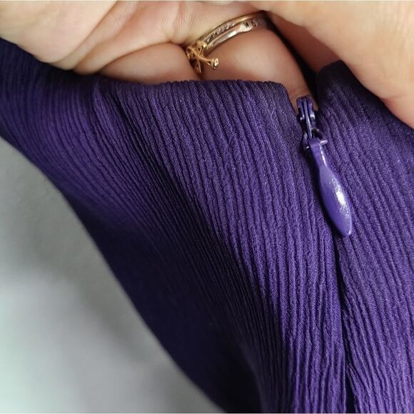 Club Monaco Women's 100% Silk Purple A-line Dress Size 8 - Picture 3 of 7
